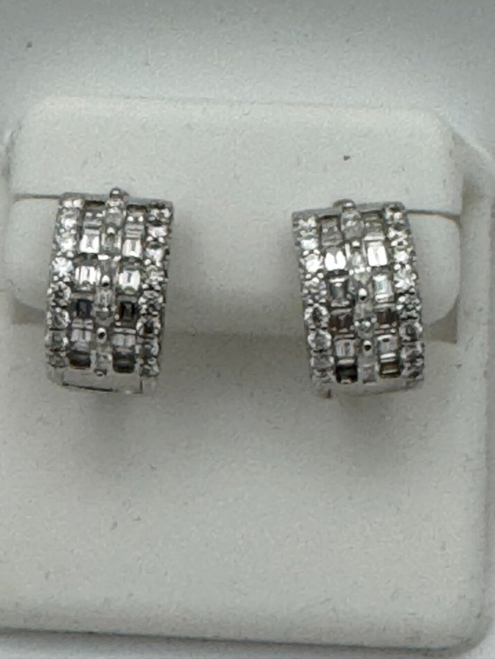 2 CTW Moissanite Iced Out Huggie Earrings in 925 Sterling Silver